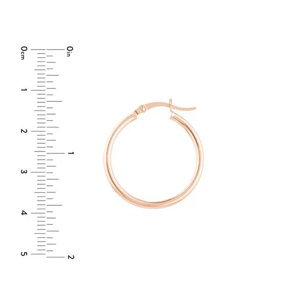 Rose Gold Polished Hoop Earrings- 25mm Image 3 SVS Fine Jewelry Oceanside, NY