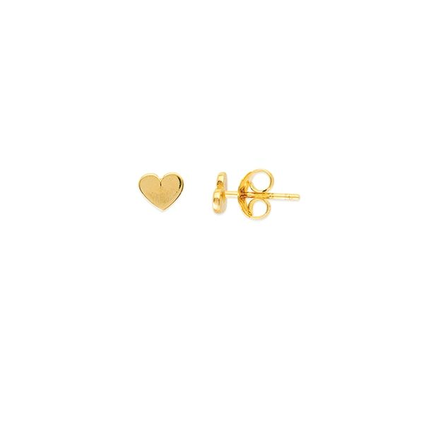 Yellow Gold Heart Flat Stud Earrings SVS Fine Jewelry Oceanside, NY