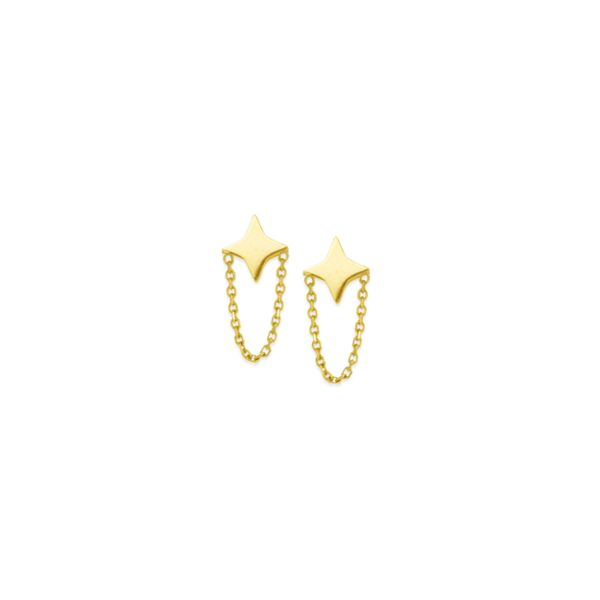 Yellow Gold 4 Point Star Earrings SVS Fine Jewelry Oceanside, NY