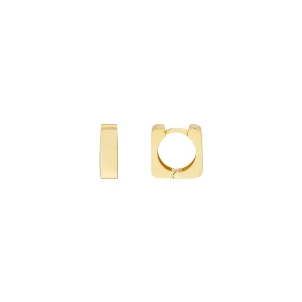 Yellow Gold 10.50 mm Small Square Hoop Earrings SVS Fine Jewelry Oceanside, NY