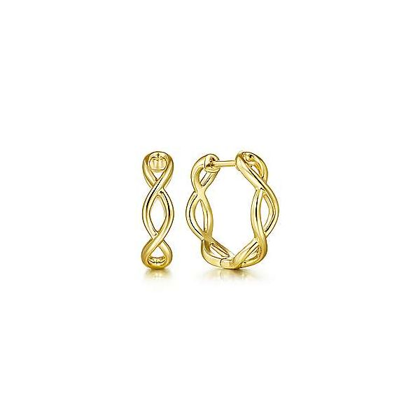 Gabriel & Co. Contemporary Yellow Gold Twisted Huggies SVS Fine Jewelry Oceanside, NY