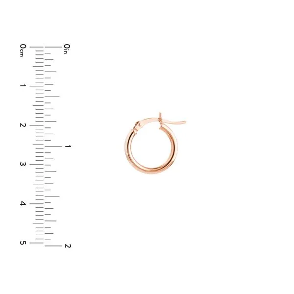 Rose Gold Polished Hoop Earrings- 15mm Image 3 SVS Fine Jewelry Oceanside, NY