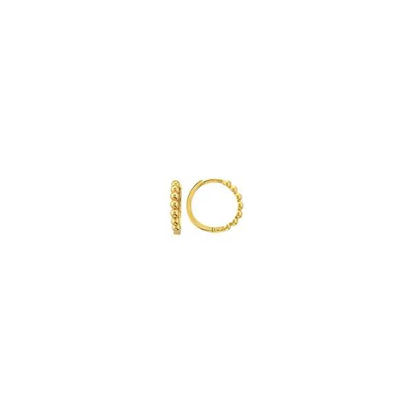 Yellow Gold Beaded Huggie Earrings SVS Fine Jewelry Oceanside, NY
