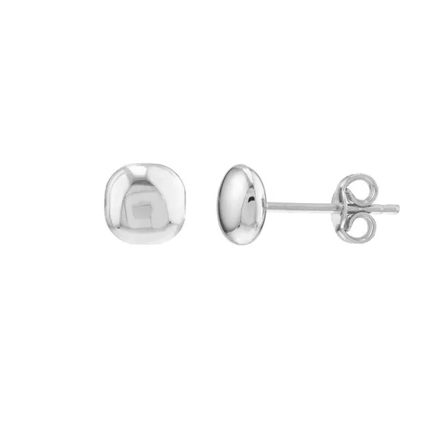 White Gold 6.0 mm Cushion Pebble Stud Earrings SVS Fine Jewelry Oceanside, NY