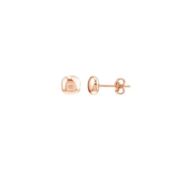Rose Gold 6.0 mm Cushion Pebble Stud Earrings SVS Fine Jewelry Oceanside, NY