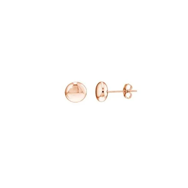 Rose Gold 7.0 mm Flat Round Pebble Stud Earrings SVS Fine Jewelry Oceanside, NY