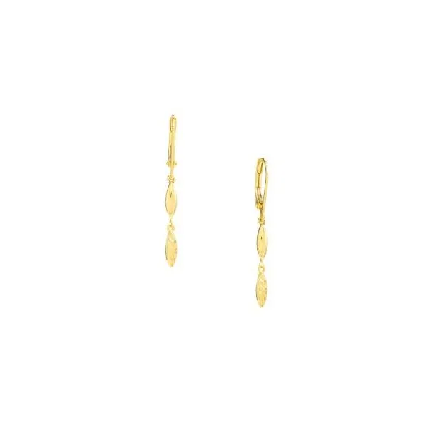 Yellow Gold Linear Mini Marquise Dangle Earrings SVS Fine Jewelry Oceanside, NY