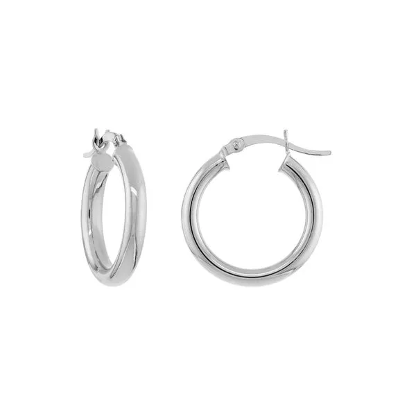 White Gold High Polish Hoop Earrings SVS Fine Jewelry Oceanside, NY