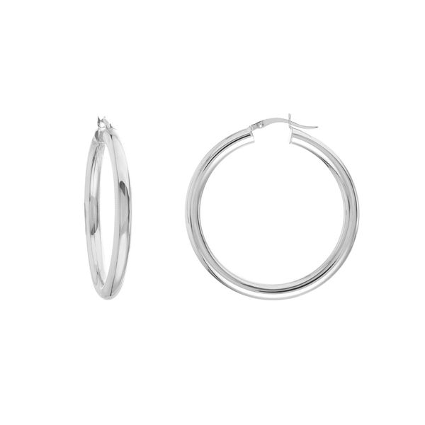 White Gold High Polish Hoop Earrings SVS Fine Jewelry Oceanside, NY