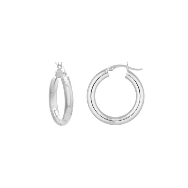 White Gold High Polish Hoop Earrings SVS Fine Jewelry Oceanside, NY