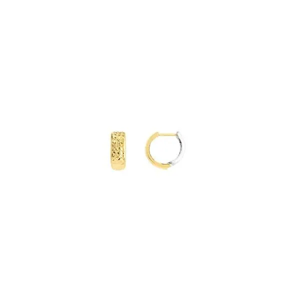 Yellow & White Gold Reversible Huggie Hoop Earrings SVS Fine Jewelry Oceanside, NY