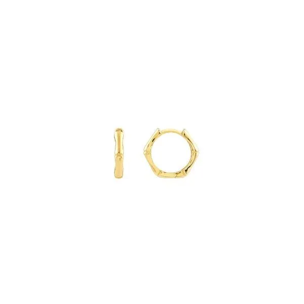 Yellow Gold Bamboo Pentagon Hoops 12.50 mm SVS Fine Jewelry Oceanside, NY