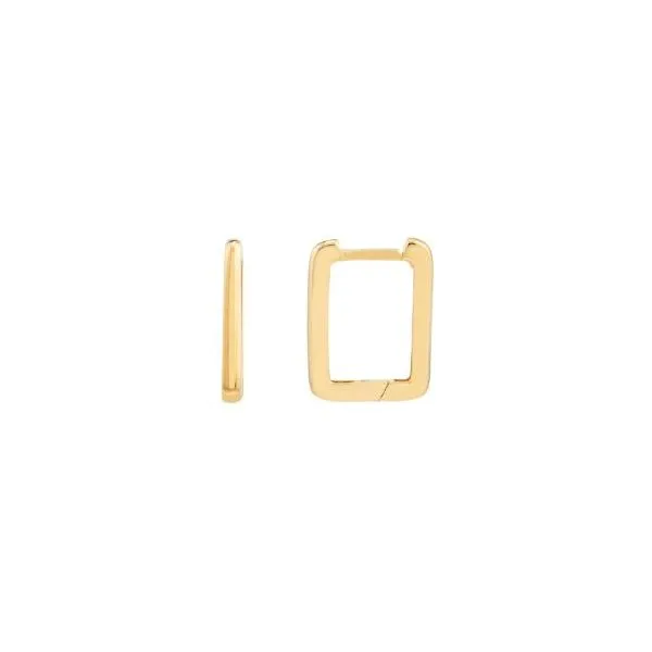 Yellow Gold Square Frame Paper Clip Earrings SVS Fine Jewelry Oceanside, NY