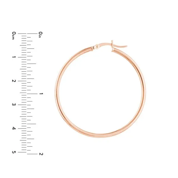 Rose Gold Polished Hoop Earrings 40 mm Image 3 SVS Fine Jewelry Oceanside, NY