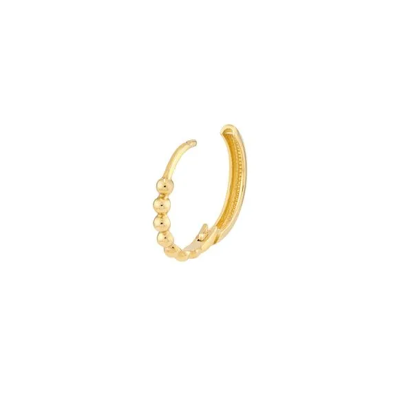 Yellow Gold Beaded Huggie Earrings Image 3 SVS Fine Jewelry Oceanside, NY