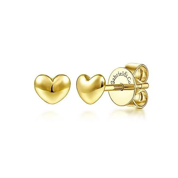 Gabriel & Co. Contemporary Yellow Gold Heart Earrings SVS Fine Jewelry Oceanside, NY