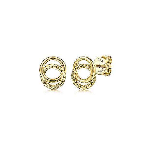 Gabriel & Co. Hampton Yellow Gold Double Circle Earrings SVS Fine Jewelry Oceanside, NY