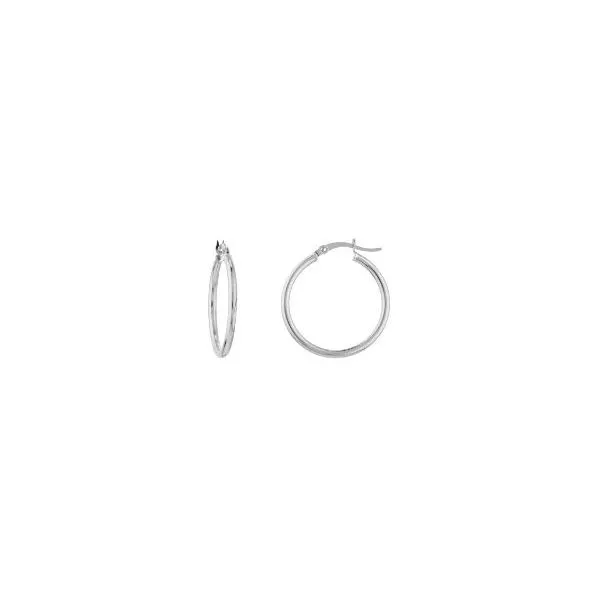 White Gold Polished Hoop Earrings- 25mm SVS Fine Jewelry Oceanside, NY