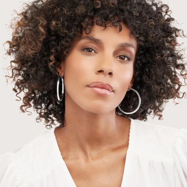 White Gold Square Tube Hoop Earrings - 50mm Image 5 SVS Fine Jewelry Oceanside, NY