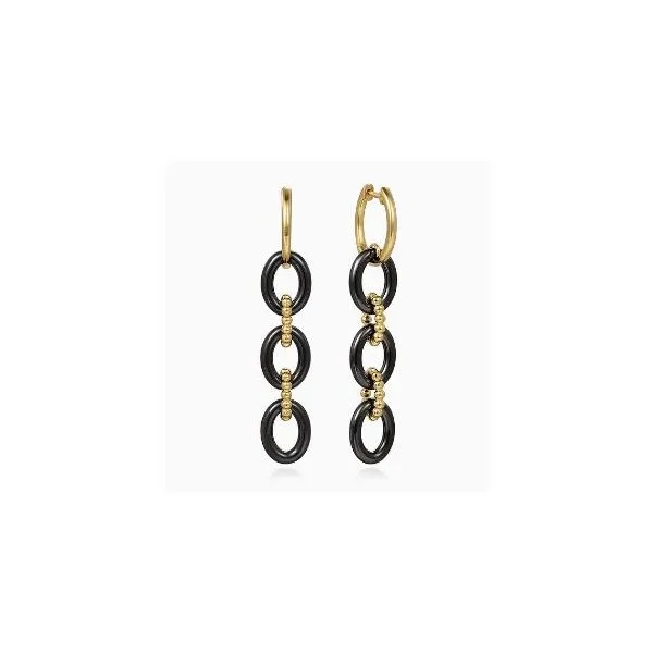 Gabriel & Co. Bujukan Yellow Gold & Ceramic Earrings SVS Fine Jewelry Oceanside, NY