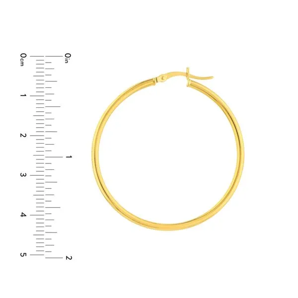 Yellow Gold Polished Hoop Earrings- 40 mm Image 3 SVS Fine Jewelry Oceanside, NY