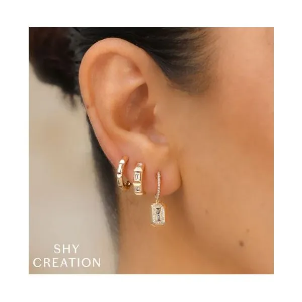 Shy Creation Yellow Gold Huggie Earrings Image 2 SVS Fine Jewelry Oceanside, NY