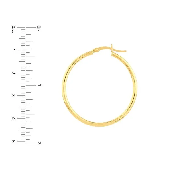 SVS Signature Polished Hoop Earrings 35 mm Image 3 SVS Fine Jewelry Oceanside, NY