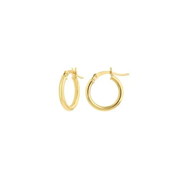 Yellow Gold Polished Hoop Earrings- 15mm SVS Fine Jewelry Oceanside, NY