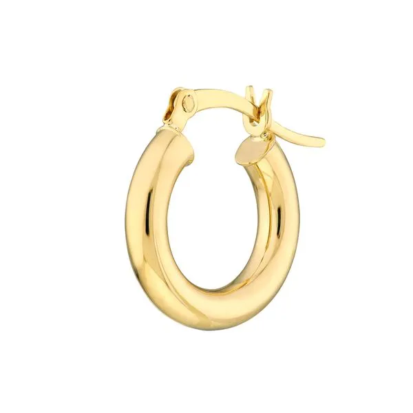 Yellow Gold High Polish Hoop Earrings- 15mm Image 2 SVS Fine Jewelry Oceanside, NY