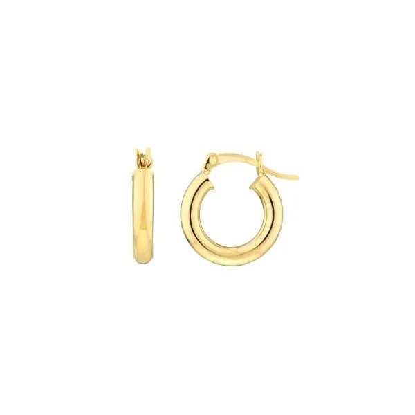 Yellow Gold High Polish Hoop Earrings- 15mm SVS Fine Jewelry Oceanside, NY