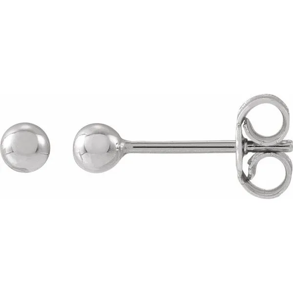 White Gold 3 mm Ball Stud Earrings SVS Fine Jewelry Oceanside, NY