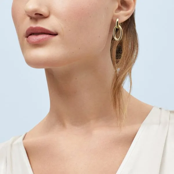 Yellow Gold Polished Oval Hollow Earrings Image 3 SVS Fine Jewelry Oceanside, NY