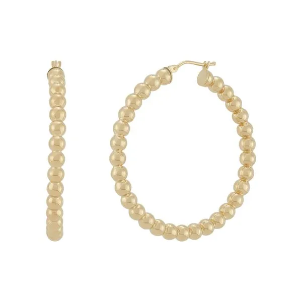 Yellow Gold Polished 4 x 30 mm Bead Tube Hoops SVS Fine Jewelry Oceanside, NY