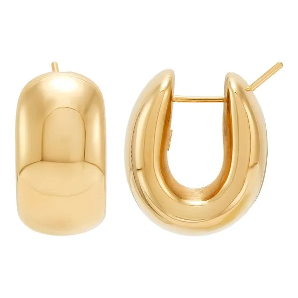 Yellow Gold Polished Bold Oval Electroform Hoops Image 2 SVS Fine Jewelry Oceanside, NY