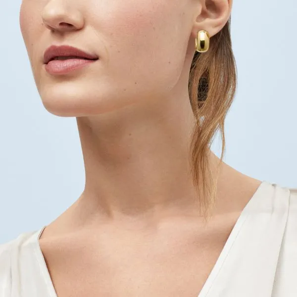 Yellow Gold Polished Bold Oval Electroform Hoops Image 3 SVS Fine Jewelry Oceanside, NY
