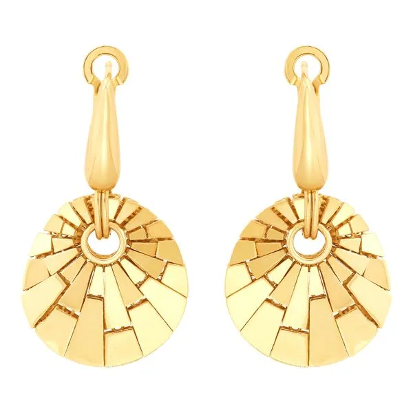 Yellow Gold Polished Dangle Shell Earrings SVS Fine Jewelry Oceanside, NY