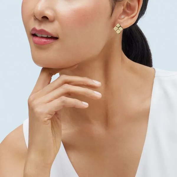 Yellow Gold Polished Square Design Studs Image 3 SVS Fine Jewelry Oceanside, NY