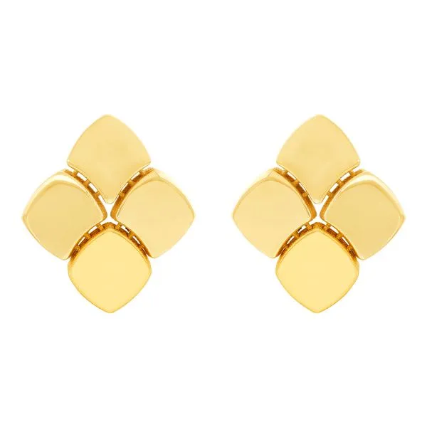 Yellow Gold Polished Square Design Studs SVS Fine Jewelry Oceanside, NY