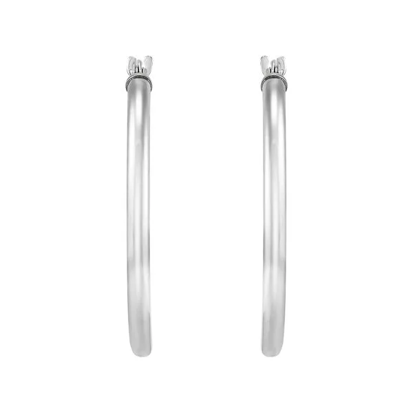 White Gold Polished 2 x 25 mm Tube Hoops SVS Fine Jewelry Oceanside, NY