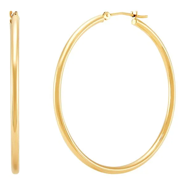Yellow Gold Polished 2 x 40 mm Tube Hoops Image 2 SVS Fine Jewelry Oceanside, NY