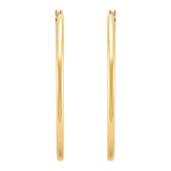 Yellow Gold Polished 2 x 40 mm Tube Hoops SVS Fine Jewelry Oceanside, NY