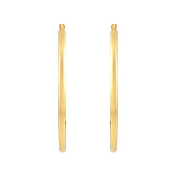 Yellow Gold Polished 3 x 50 mm Tube Hoops SVS Fine Jewelry Oceanside, NY