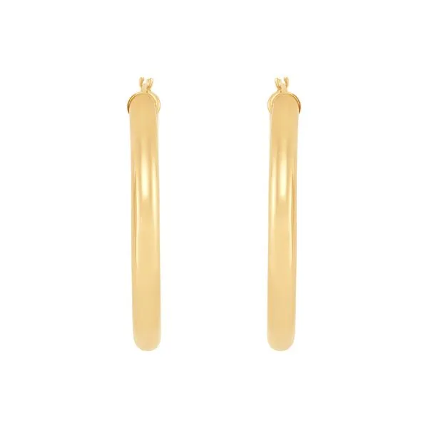 Yellow Gold Polished 4 x 40 mm Tube Hoops SVS Fine Jewelry Oceanside, NY