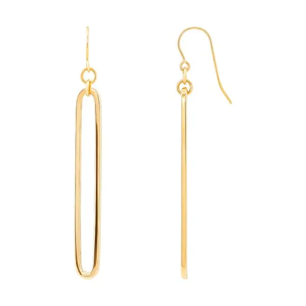 Yellow Gold Polished Paperclip Earrings Image 2 SVS Fine Jewelry Oceanside, NY
