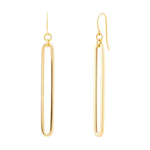Yellow Gold Polished Paperclip Earrings SVS Fine Jewelry Oceanside, NY