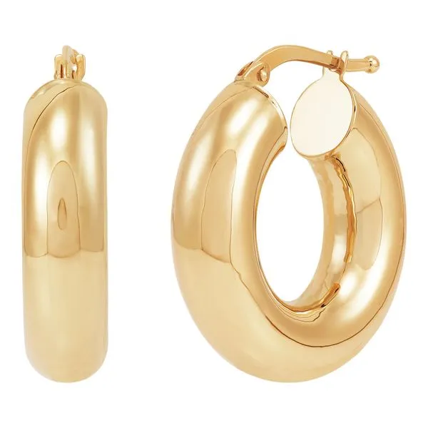 Yellow Gold Polished 6 x 21 mm Tube Hoops SVS Fine Jewelry Oceanside, NY