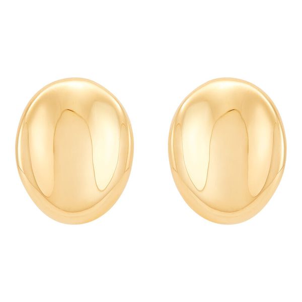 Yellow Gold Polished Concave Oval Studs Image 2 SVS Fine Jewelry Oceanside, NY