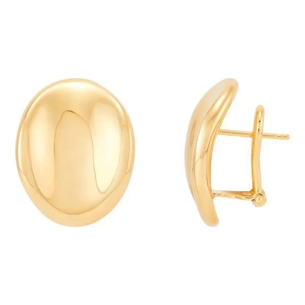 Yellow Gold Polished Concave Oval Studs SVS Fine Jewelry Oceanside, NY