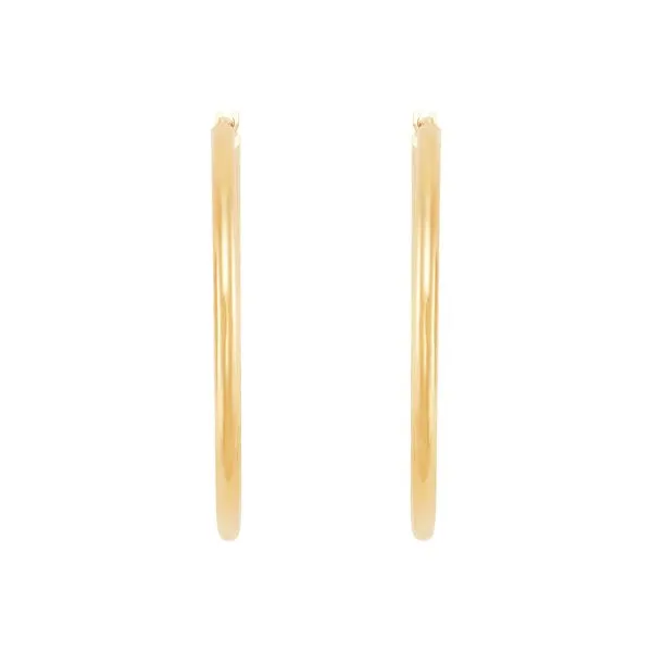 Yellow Gold Polished 2 x 35 mm Tube Hoops Image 2 SVS Fine Jewelry Oceanside, NY