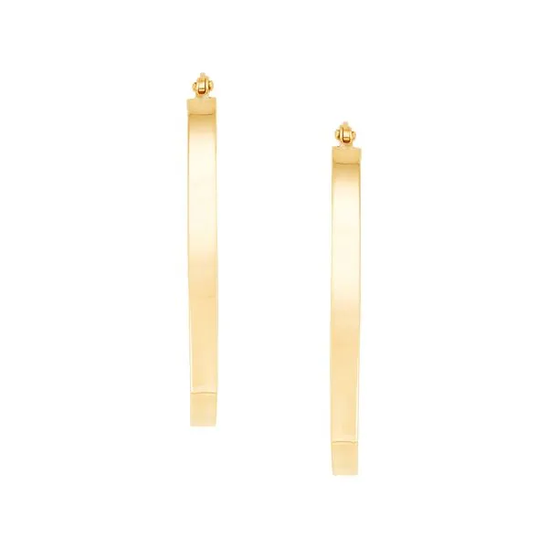 Yellow Gold Polished Square Tube Oval Hoops Image 2 SVS Fine Jewelry Oceanside, NY
